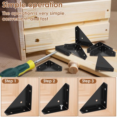 18Pcs Corner Brace Brackets 66mm x 66mm Cold Rolled Steel Corner Braces paGMs