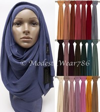 Premium Pleated Chiffon Hijab Scarf Shawl Muslim Headcover 16 Colors