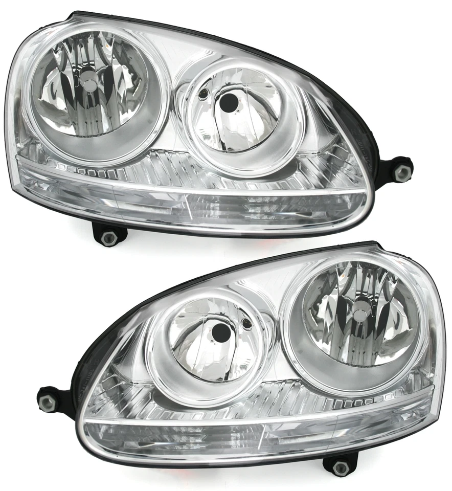 Halogen Scheinwerfer Set für VW Golf 5 V Jetta links + rechts Klarglas Chrom LWR