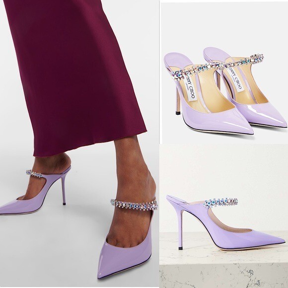 New JIMMY CHOO Bing 100 Lilac crystal-embellished patent New JIMMY CHOO Bing 100 Lilac crystal-embellished patent
