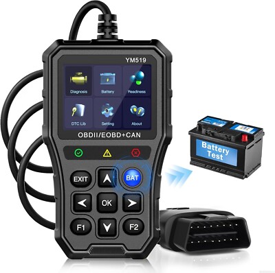 OBD2 Scanner Battery Tester for Car: Color Screen Code Reader Easy Setup Clear