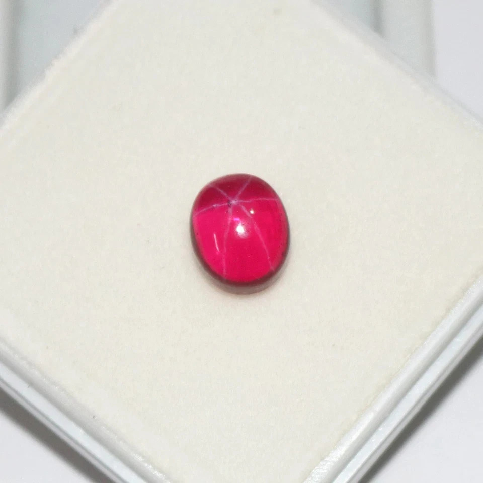 6 Rays Natural Red Star Ruby 14.60 Ct Oval Cabochon Certified Loose ...