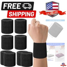 8 Pack Wrist Sweatbands Tennis Wrist Bands Absorbent Sweat Band for Men and W...