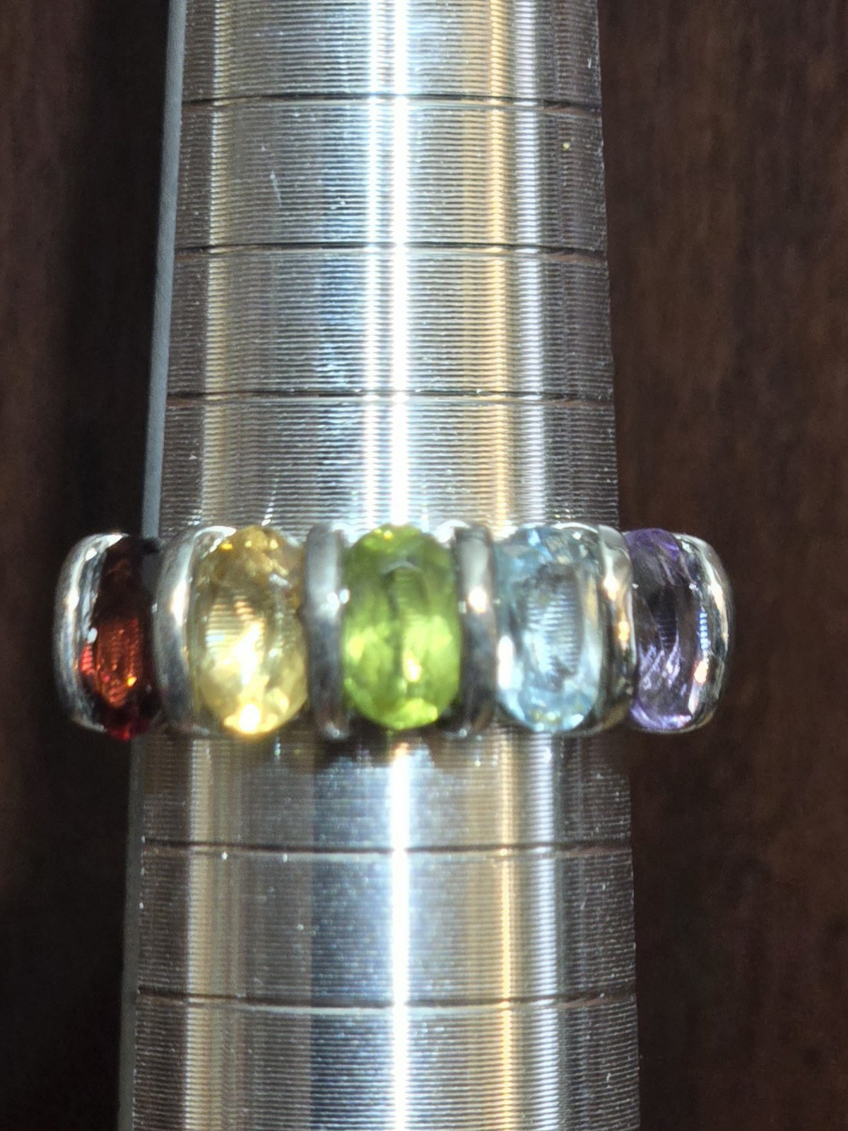 925 Sterling Silver Multi Gem Ring - image 6