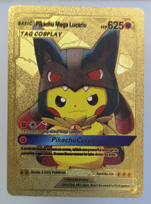 海外版 Pikachu Mega Lucario コスプレカード Pokémon Pikachu Mega Lucario Tag Cosplay Gold Foil Fan Art