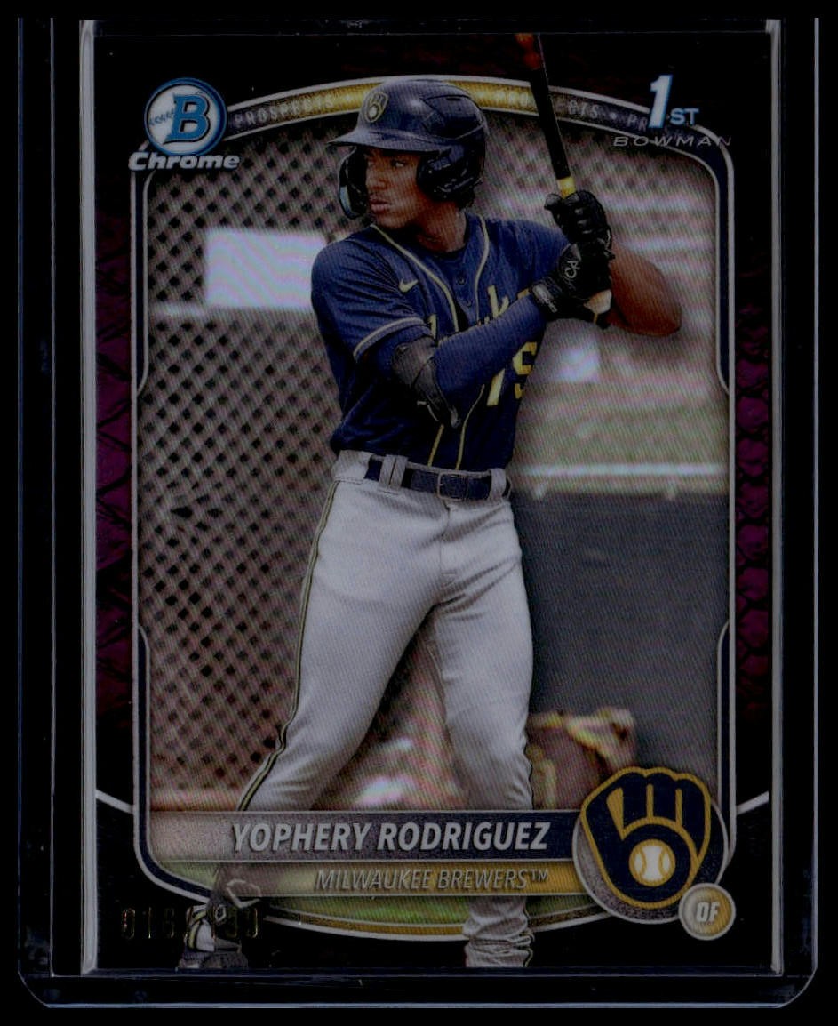 Yophery Rodriguez 2025 Bowman Chrome 1st Reptilian Fuchsia Refractor #/199