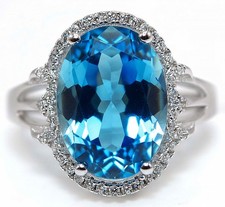 6CT Blue Topaz White Topaz 925 Solid Sterling Silver Ring Jewelry Sz 8