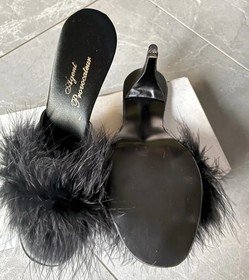 Agent Provocateur sexy Black slip-on heels Mules with feather accent Size 38EU