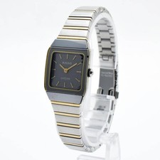 Reloj de cuarzo cuadrado para dama Rado DiaStar 204.0268.3 esfera gris dos tonos vintage