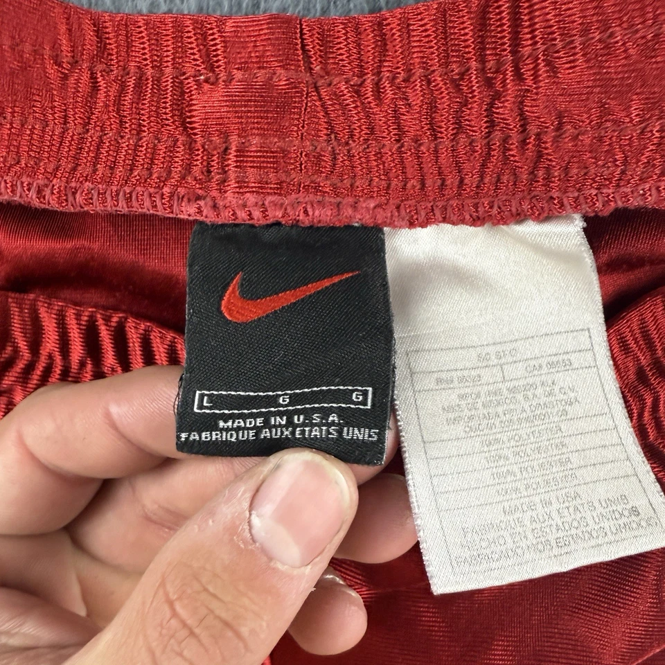 Nike Shorts Men’s L Red Vintage Made In USA 90s Dazzle Shiny Y2K Athletic Swoosh - Image 4 of 4