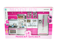 Pink Modern Toy Kitchen Set for Girls Lights  Sounds Pretend Play Toys