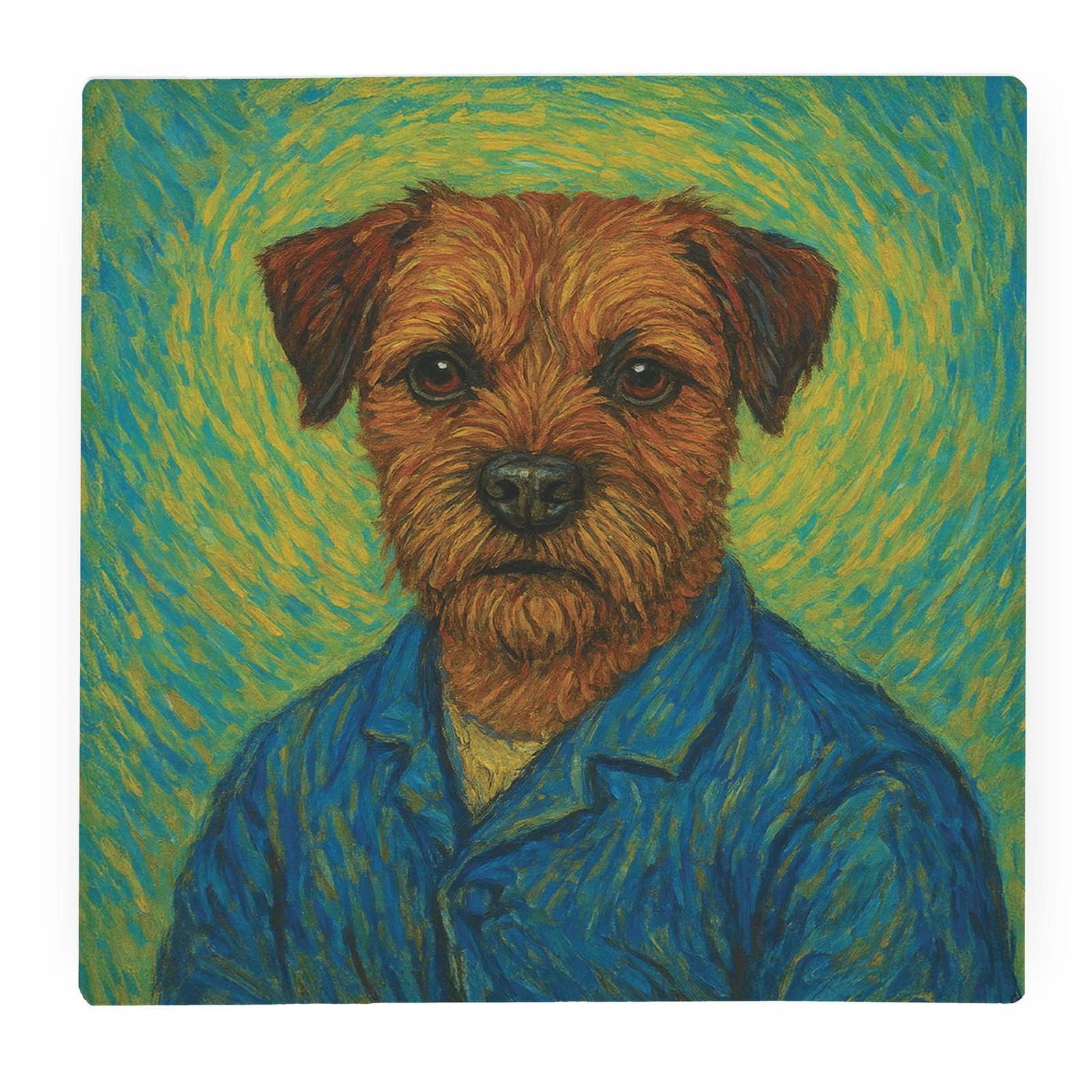 Van Gogh Border Terrier Glass Worktop Protector - Large Square Board Dog Gift