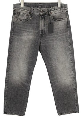 R13 Boyfriend Damen Jeans 29 Gerade Reißverschluss Fly Gewaschen Leyton Schwarz