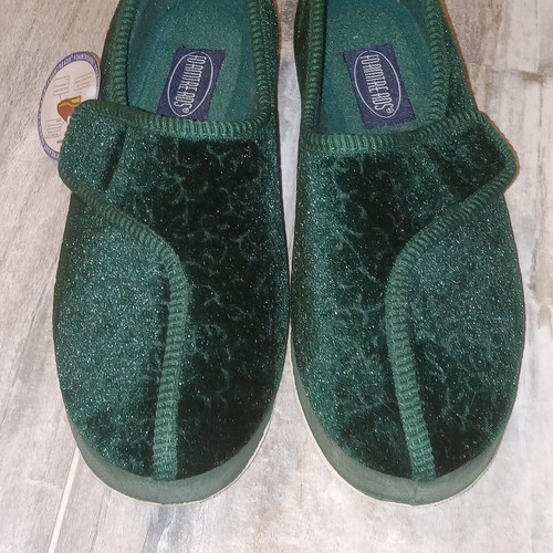 Foamtreads Womans Slippers Jade Green Sculpted Velour Sz 7.5W New W/tags