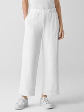 New Eileen Fisher Organic Cotton French Terry Straight Pants White 1X 158
