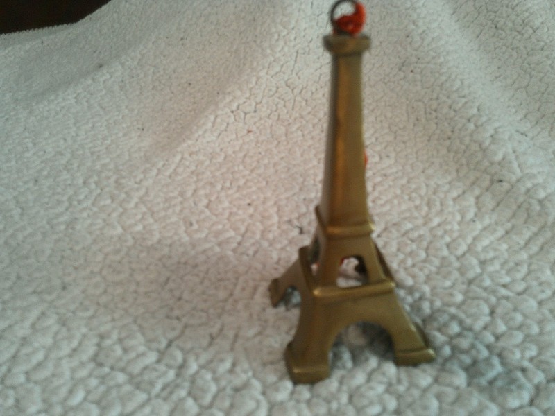 VTG Restoration Hardware 4” Brass Eiffel Tower Christmas Ornament w/Ribbon