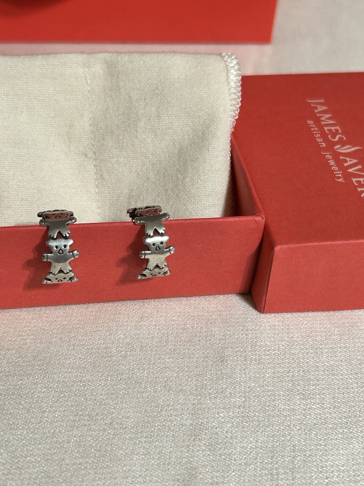 james avery earrings retired Rare Teddy Bear 925 Hoops