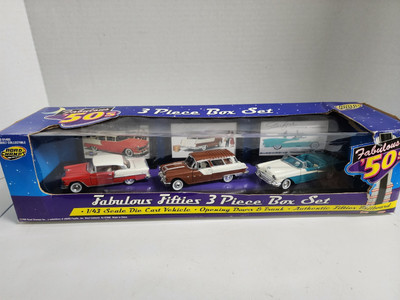 1955 Fabulous Fifties 3 Piece Box Set Chevy, Olds and Pontiac Die Cast Toys