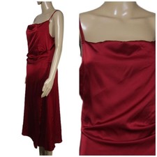 VTG 90s Y2K Nicole Miller Red Draped Satin Party Event Vamp Goth Midi Dress S