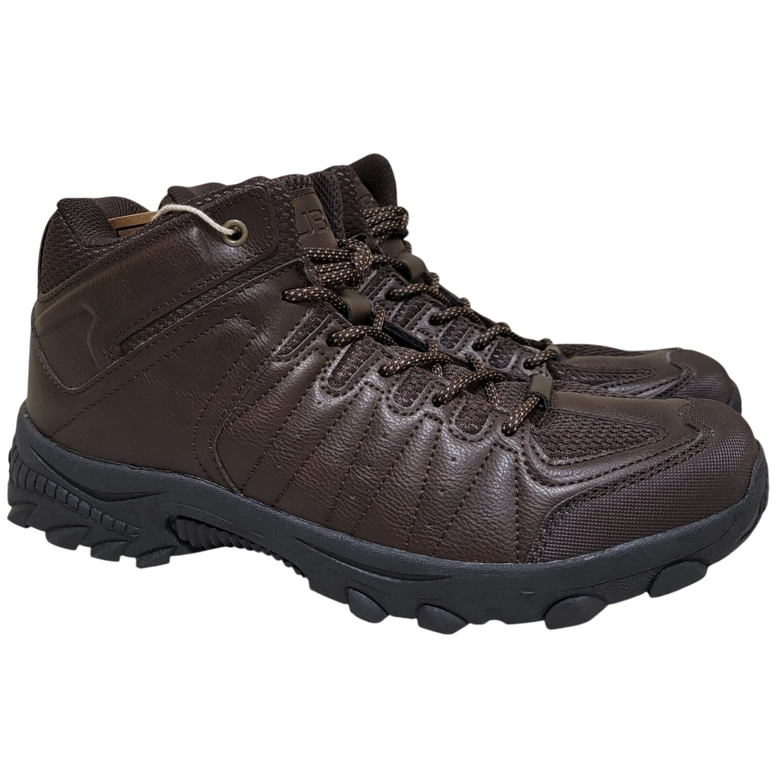 JBU Water Resistant Combat Hiking Boots Torrence Size US 9M Brown Faux Leather