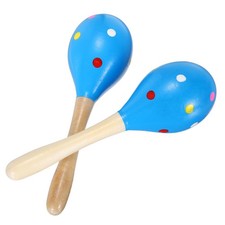 2 Pcs Wooden Maracas, 7.9 Inch Hand Maracas for Beginners, Blue