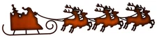 ArtFuzz Santas Sleigh Reindeer Metal Home Decor Faux Copper Finish 5x23.5