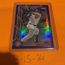 2025 Topps Chrome Holiday Kyle Tucker Blue Refractor /199 Cubs Color Match 