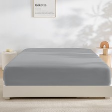 GOKOTTA Bamboo Rayon Fitted Sheet Twin, 15" Pocket, Cooling, Soft, 4 Corner Stra