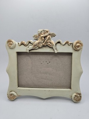 Vintage Cream & Gold Cherub Photo Frame Regency 3 X 4.5''