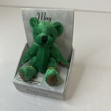 Russ Berrie  Co. Bear Mini Month May Birthstone Emerald In Box Green 3  Jointed