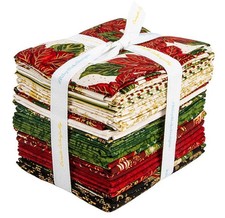 RILEY BLAKE - Poinsettias at Christmas by Jennifer Bosworth - Fat Quarter 24 pcs