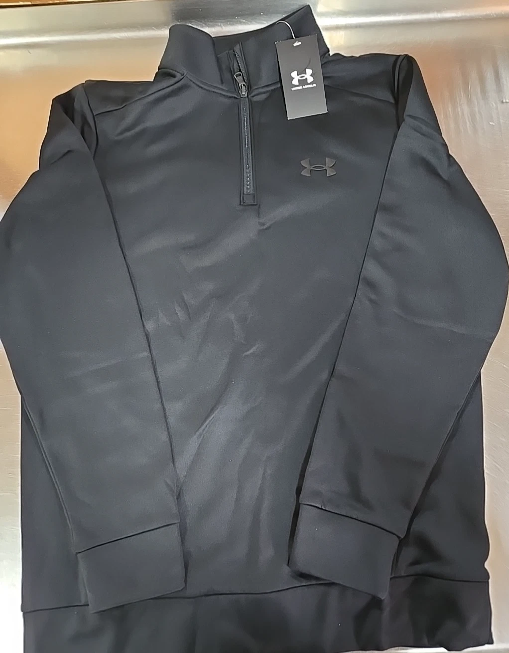 NWT: Men's Under Armour 1/4zip Fleece Pullover - Black/Black - Variety of Sizes