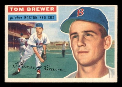 1956 Topps #34A Tom Brewer GB Grey Back Red Sox VG-EX (4)