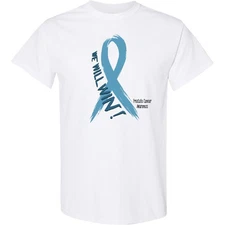 Inktastic We Will Win Against Prostate Cancer Ribbon T-Shirt Awareness Hope Walk