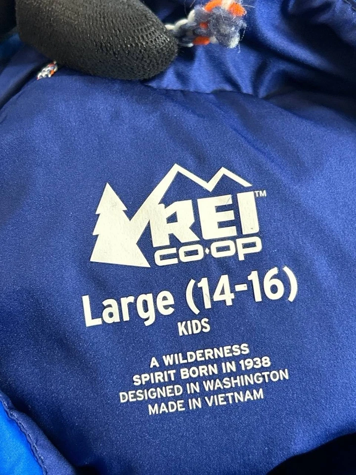 Rei 夹克儿童大号蓝色 650 羽绒绝缘背心 * — 第 3/4 张图片