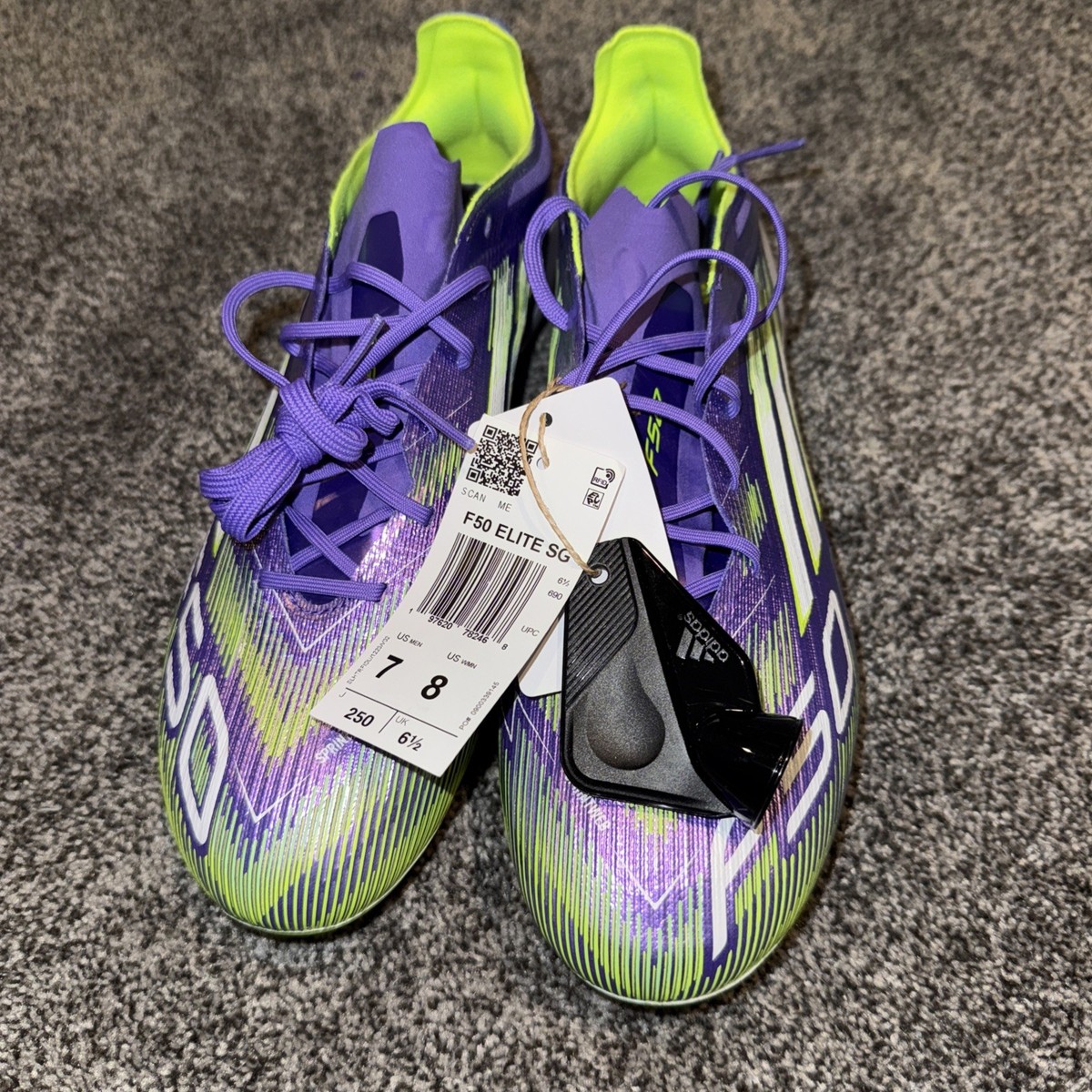 Adidas F50 Elite SG NEW Men's Size 7 Purple Green Metal Stud Screw