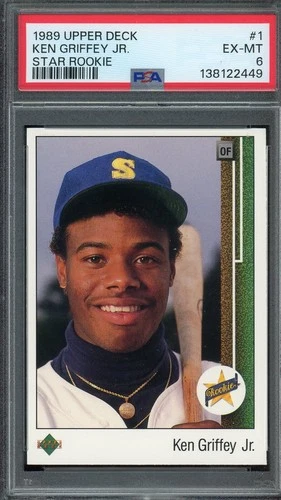 1989 Upper Deck Ken Griffey Jr. RC Flagship Star Rookie Card Iconic #1 PSA 6 🔥