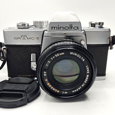 Minolta SRT MC-II 35mm SLR Film Camera with Minolta Rokkor-X PF 50mm f/2 Lens