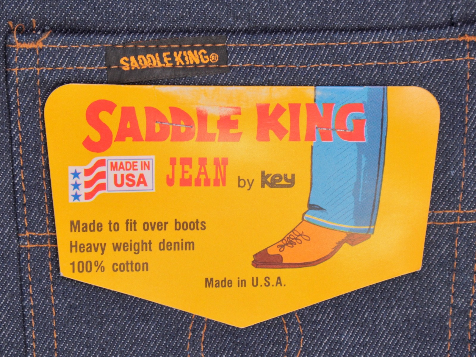 Men's VTG 1980s NOS Saddle King Boot Cut Jeans 36x33 80s Key image 8