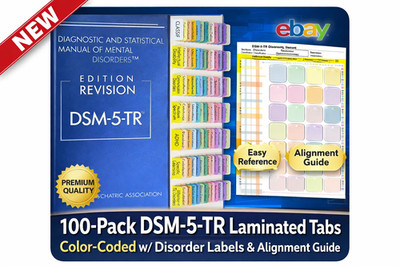 Professional DSM-5-TR Laminated Tabs 100 Color-Coded Markers for Quick Reference