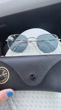 Polorized Ray Ban HEXAGONAL FLAT LENSES. Silver frame with blue lenses. Worn 2xs