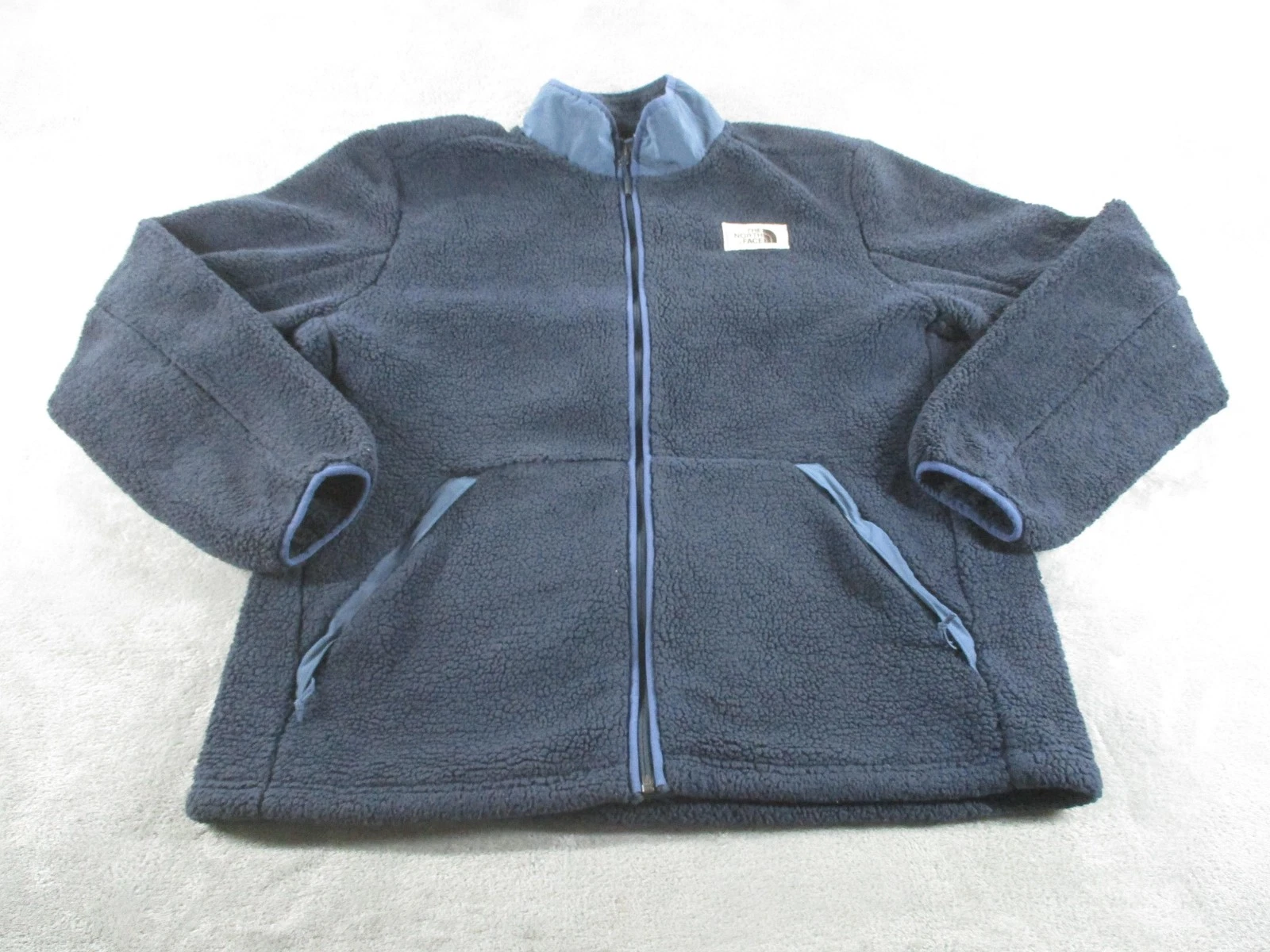 The North Face Jacket Mens XL Blue Sherpa Fleece Full Zip Pockets Warm Outdoor