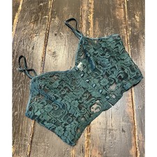 Victoria s Secret Vintage Gold Label Lace Bralette Crop Top Dark Green Size L