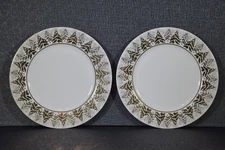 Golden Pine by Dansk Double Trees & Snow 9.25" Luncheon Plates Set of 2
