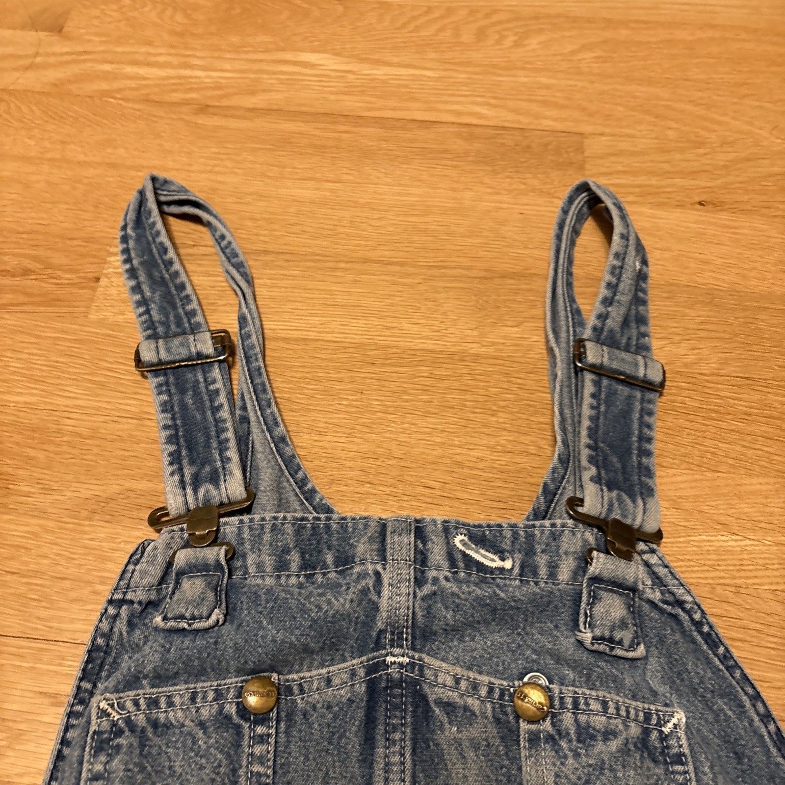 Carhartt R07 DST Mens Denim Jeans Carpenter Overalls Sz 48 X 26 Blue Distressed