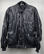 Malibu by Dunmar Men's Vintage 80's Cafe Racer Jacket Charcoal Gray Nylon Large