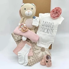 Blush & Bloom 9 Pc Luxury Baby Gift Box Girl Newborn Keepsake Set Curated Gift