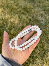 White 16" Genuine Nephrite Jade 8mm Bead Necklace / Bracelet B40 3