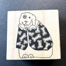Paula Best Dog Bone Dog Bones Cape Funny Collage Rubber Stamp 968-A