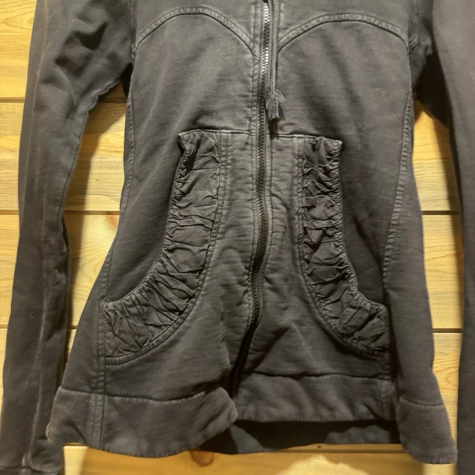 Prairie Underground Sweatshirt Jacket Womens XS Black Cloak Zip Hoodie Organic - Image 4 of 4